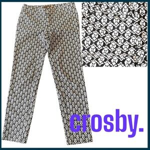 Crosby. Black/White Pattern Tapered Ankle Pant (2)